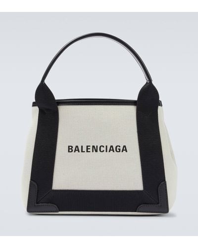 Balenciaga Cabas Leather-trimmed Canvas Tote Bag - Black