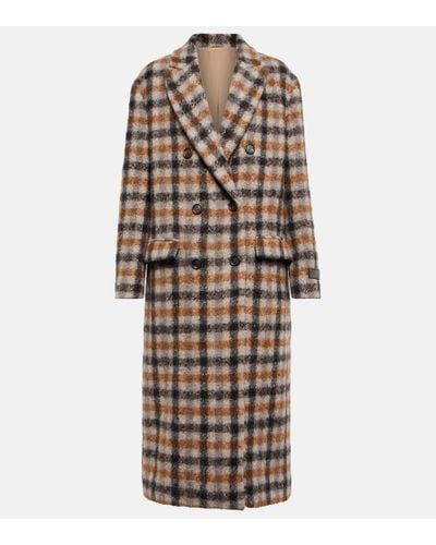 Brunello Cucinelli Double-breasted Checked Coat - Brown