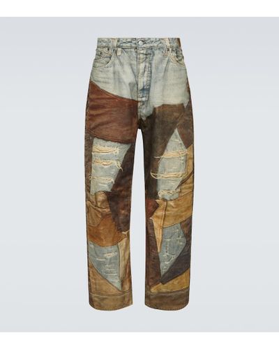 Acne Studios Pantalones de lona de algodon estampados - Verde
