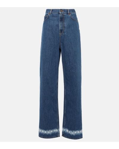 Valentino Jeans anchos de tiro alto - Azul