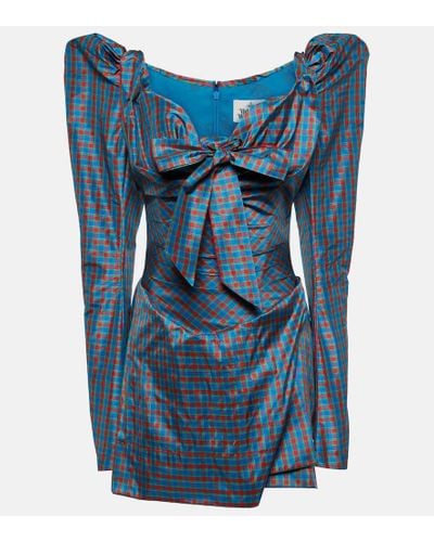 Vivienne Westwood Vestido corto a cuadros con lazada - Azul