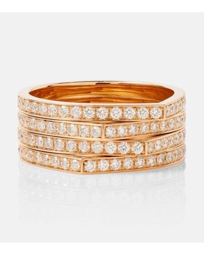 Repossi Antifer 4 Rows 18kt Rose Gold Ring With Diamonds - Metallic