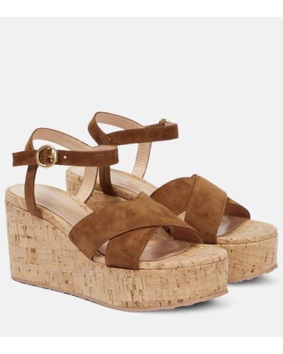 Gianvito Rossi Suede Wedge Sandals - Brown