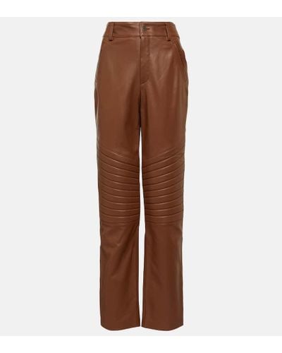 GIUSEPPE DI MORABITO High-rise Straight Leather Pants - Brown
