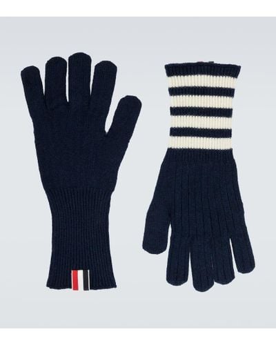 Thom Browne Handschuhe aus Kaschmir - Blau