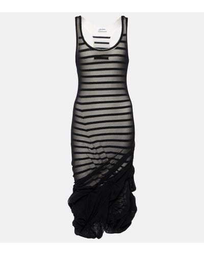 Jean Paul Gaultier Vestido midi fruncido de mariniere y tul - Negro