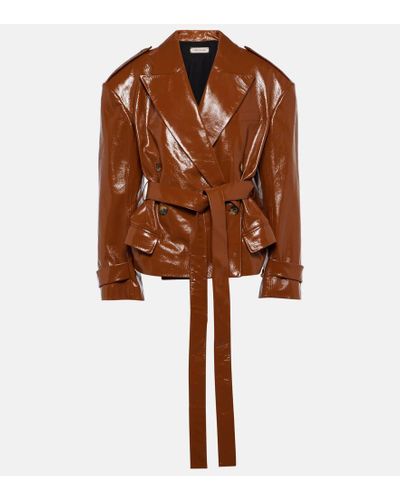 The Mannei Rioni Leather Blazer - Brown