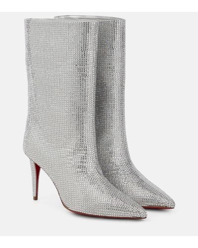 Christian Louboutin Astrilarge Crystal-embellished Boots 85 - Grey