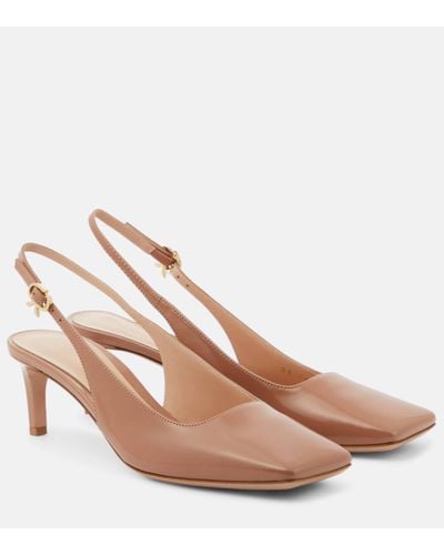 Gianvito Rossi Patent Leather Slingback Court Shoes - Brown