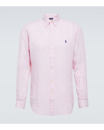 Polo Ralph Lauren Camisa de lino a rayas - Rosa