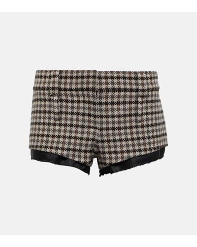 Miu Miu Shorts in lana vergine pied-de-poule - Grigio
