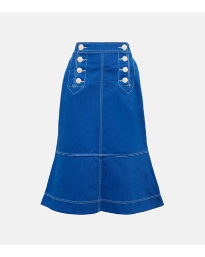 Zimmermann High Tide Denim Midi Skirt - Blue