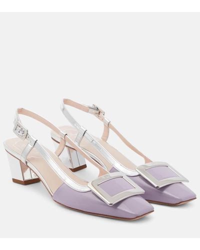 Roger Vivier Belle Vivier Leather Slingback Pumps - Purple