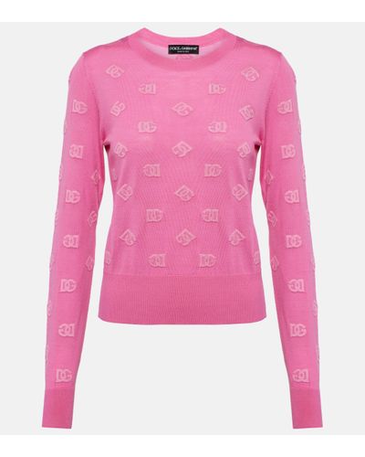 Dolce & Gabbana Wool And Silk Jacquard Jumper - Pink