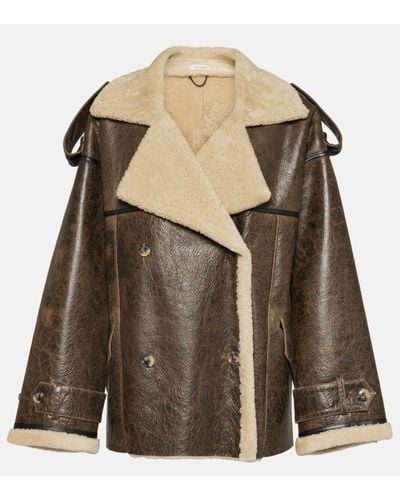 The Mannei Jordan Shearling-lined Leather Coat - Brown