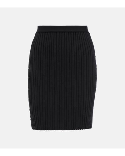 Wolford Ribbed-knit Wool And Cotton Miniskirt - Black