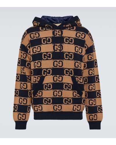 Gucci GG Cotton Jacquard Hooded Jumper - Brown