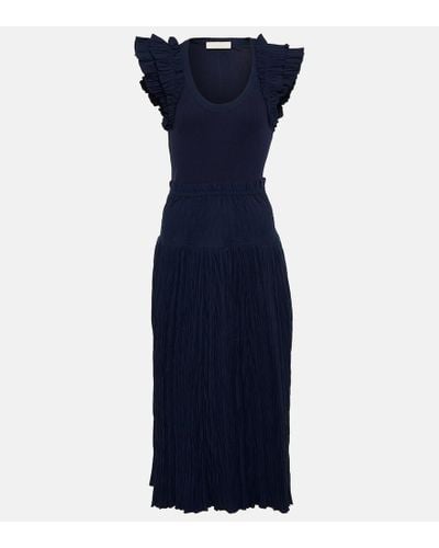 Ulla Johnson Virginia Cotton-blend Midi Dress - Blue