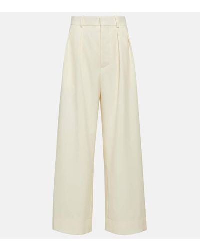 Wardrobe NYC Pantalones anchos de lana con tiro bajo - Blanco