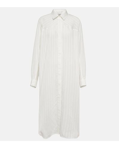 Totême Robe chemise rayee en jacquard - Blanc