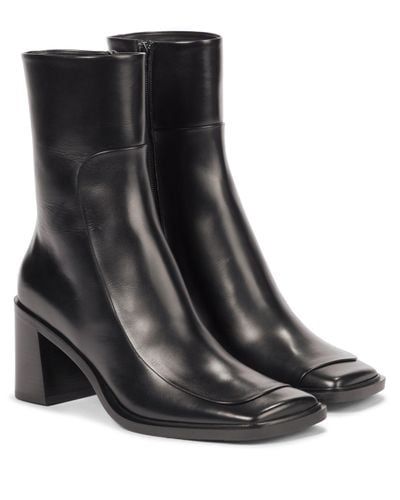 The Row Patch Leather Ankle Boots - Black