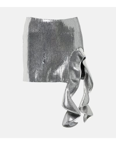 David Koma Sequined Ruffled Miniskirt - Gray
