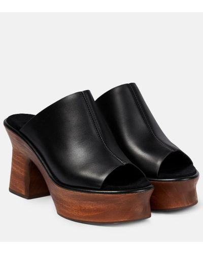 Ferragamo Plateau-Pantoletten aus Leder - Schwarz