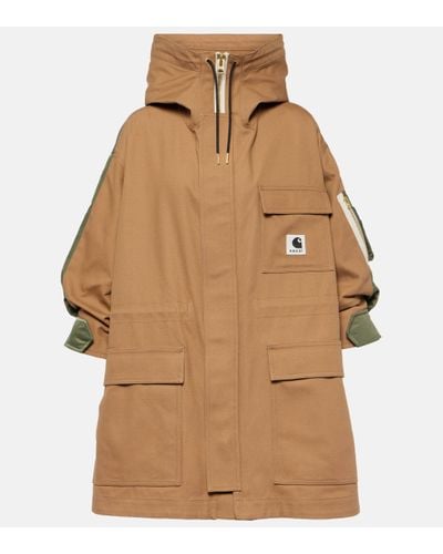 Sacai X Carhartt – Parka oversize en coton - Marron