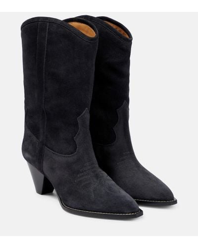 Isabel Marant Luliette Suede Cowboy Boots - Black