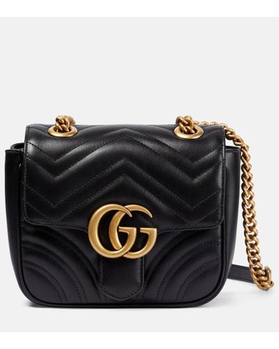 Gucci Borsa mini gg marmont in pelle - Nero