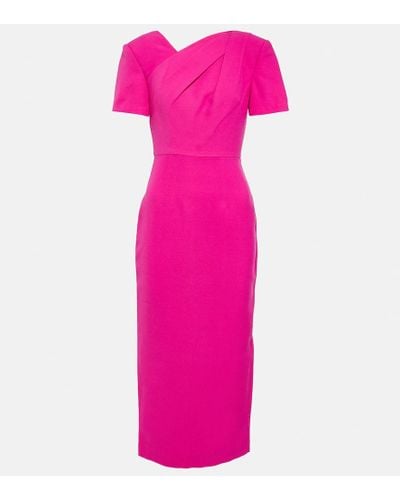 Roland Mouret Draped Wool-silk Midi Dress - Pink