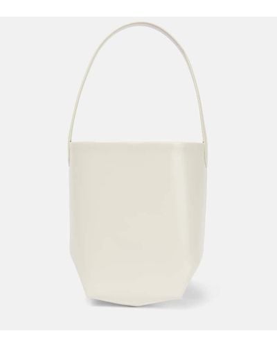 The Row Small Leather Park Tote Bag - White