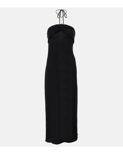 Magda Butrym Pearl-detail Halterneck Midi Dress - Black