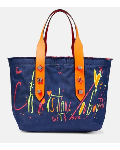 Christian Louboutin Tote Frangibus Medium aus Denim - Blau