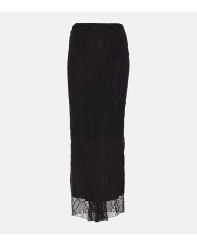 Dolce & Gabbana Falda larga de encaje de tiro bajo - Negro
