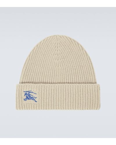 Burberry Ekd Ribbed-knit Cashmere Beanie - Natural