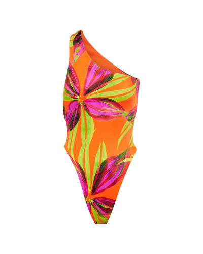 Louisa Ballou Plunge Printed Swimsuit - Multicolour