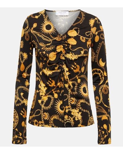 Marine Serre Printed Ruched Top - Yellow