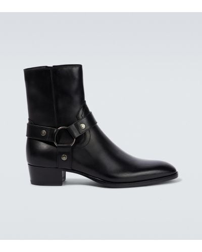 Saint Laurent Leather Wyatt Harness Boots - Black