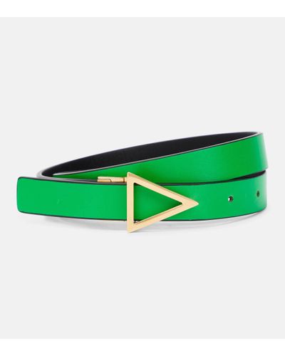 Bottega Veneta Triangular Reversible Leather Belt - Green