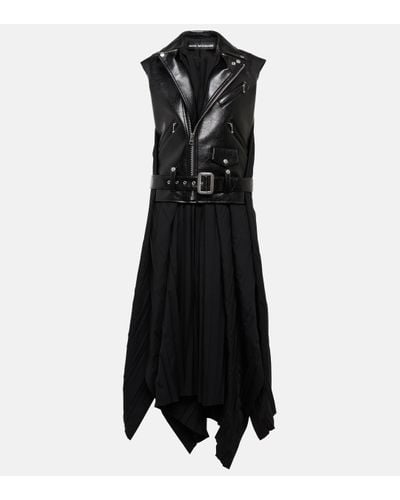 Junya Watanabe Robe longue et veste sans manches en cuir synthetique - Noir