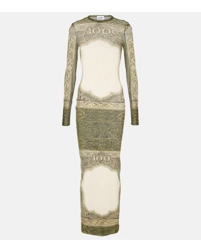 Jean Paul Gaultier Vestido largo de malla estampado - Neutro