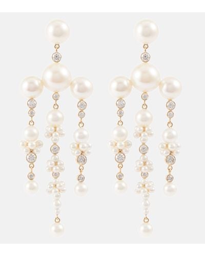 Sophie Bille Brahe Jardin De Reve 14kt Gold Earrings With Diamonds And Pearls - White
