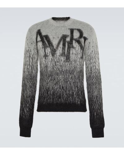 Amiri Logo Alpaca And Mohair-blend Sweater - Gray