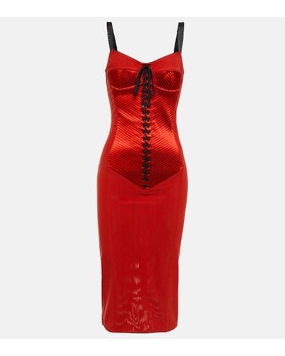 Dolce & Gabbana Vestido midi acordonado - Rojo