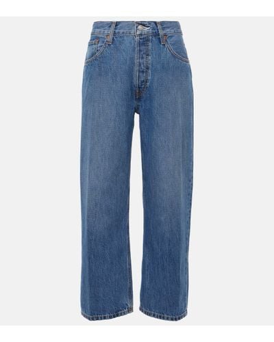 RE/DONE Loose Crop High-rise Straight Jeans - Blue