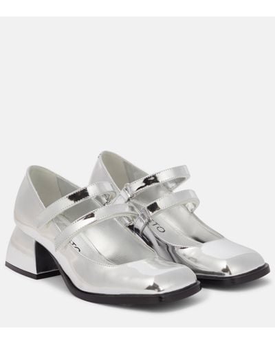NODALETO Bulla Bacara Patent Leather Mary Jane Court Shoes - White