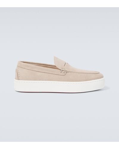 Christian Louboutin Paqueboat Suede Boat Shoes - White