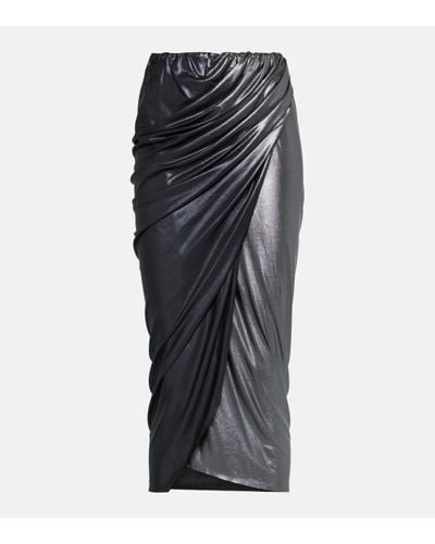 Rick Owens Lilies Draped Jersey Midi Skirt - Grey
