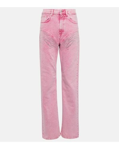 Y. Project Crystal-embellished Wide-leg Jeans - Pink